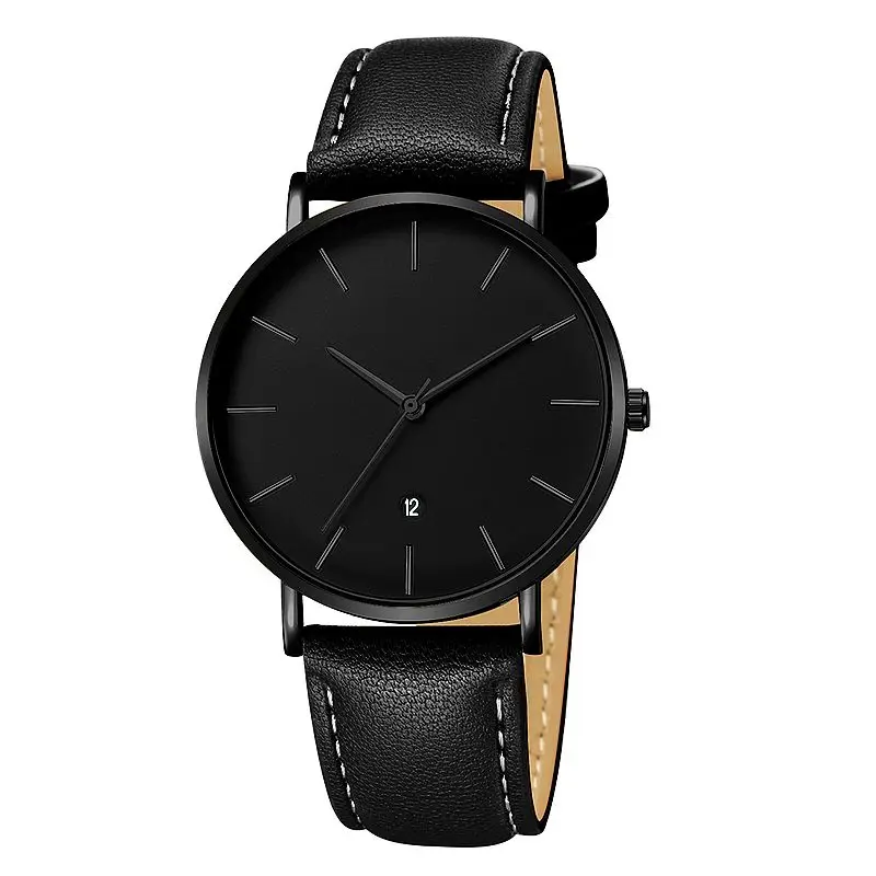 Geneva 658 Simple Dial Calendar Quartz Casual Date No Logo Leather Geneva Brand Wrist Watch
