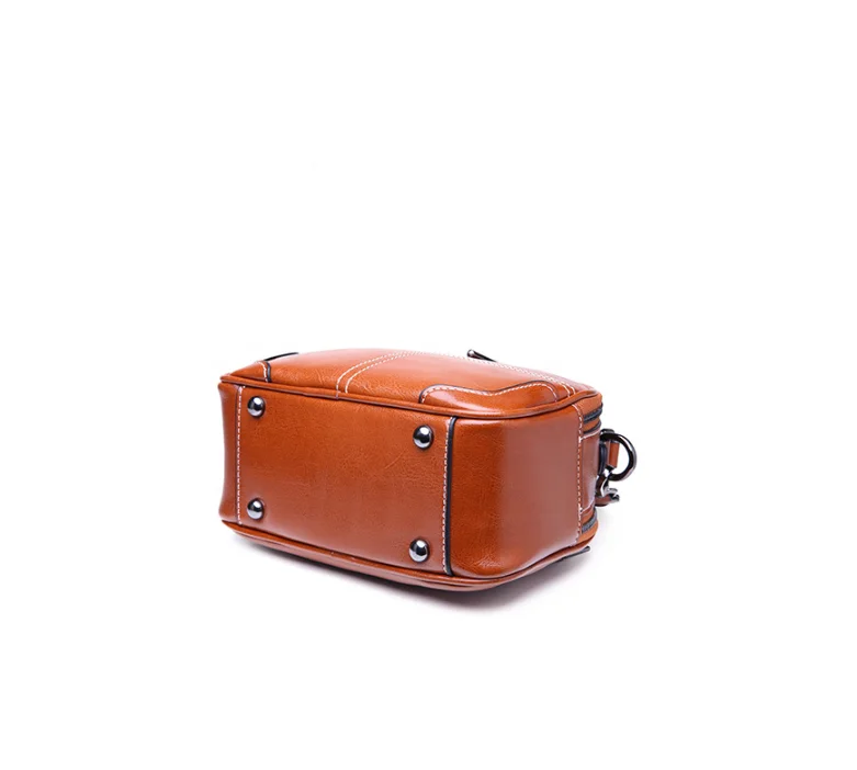 JUNYUAN Vintage Genuine Leather Handbag For Women Shoulder Cirecle Bag