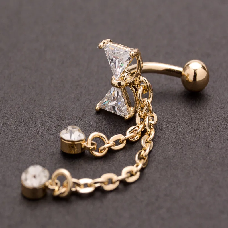 
surgical steel rhinestone bowknot belly button piercing hot belly ring 