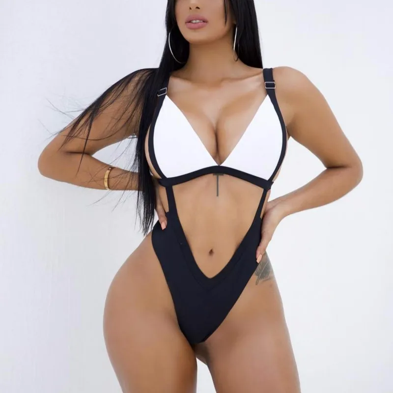 
Wholesale Black and White Swimwear Sexy Young Girl Attractive Open Transparent Swimsuit Models Women Sexy Teen Bikini 