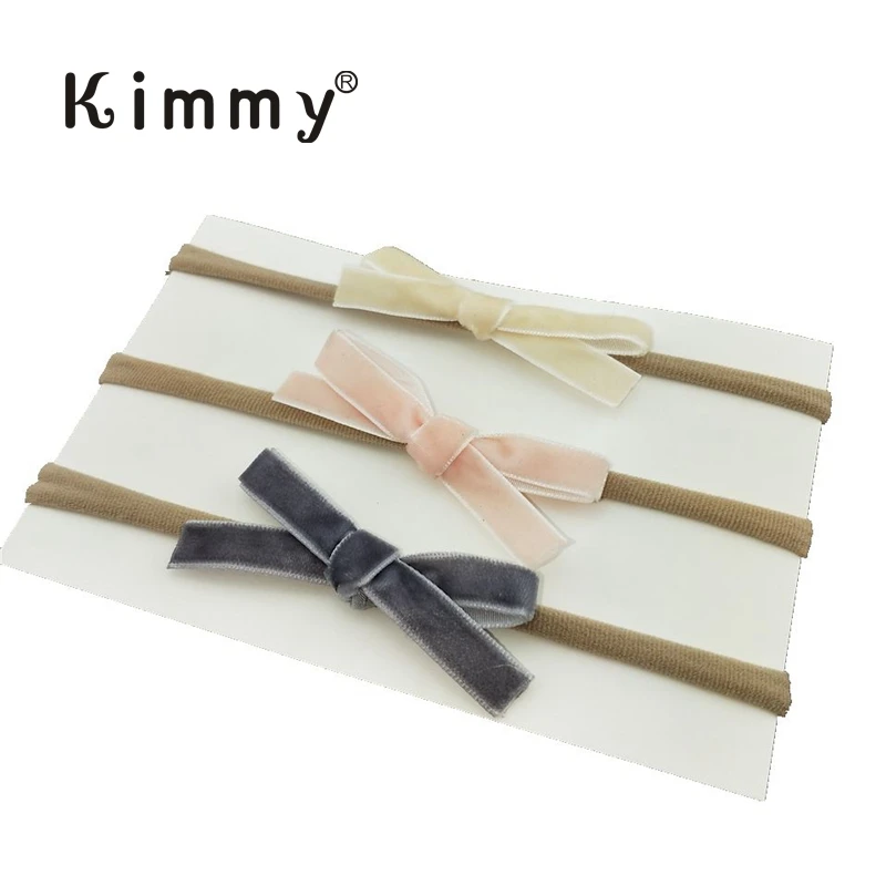 Newborn Baby Mini Velvet Bows Newborn Baby Headband Tiny Velvet Handtied Bows Velvet Ribbon Bow, New Baby Gift Headwear