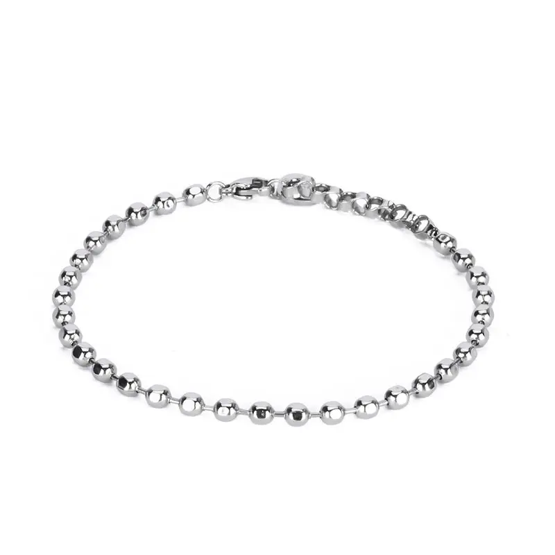 Wholesale Pure Titanium Charm Ball Bead Link Chain Bracelets