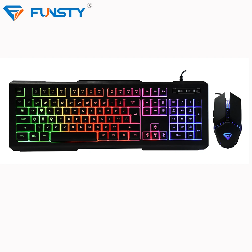 2018 FUNSTY компьютер Rgb Механическая игровая мышь клавиатура гарнитура комбо