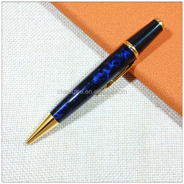 
Высококачественный подарок, короткая металлическая ручка fat ocean blue, металлическая шариковая ручка из фарфора 
