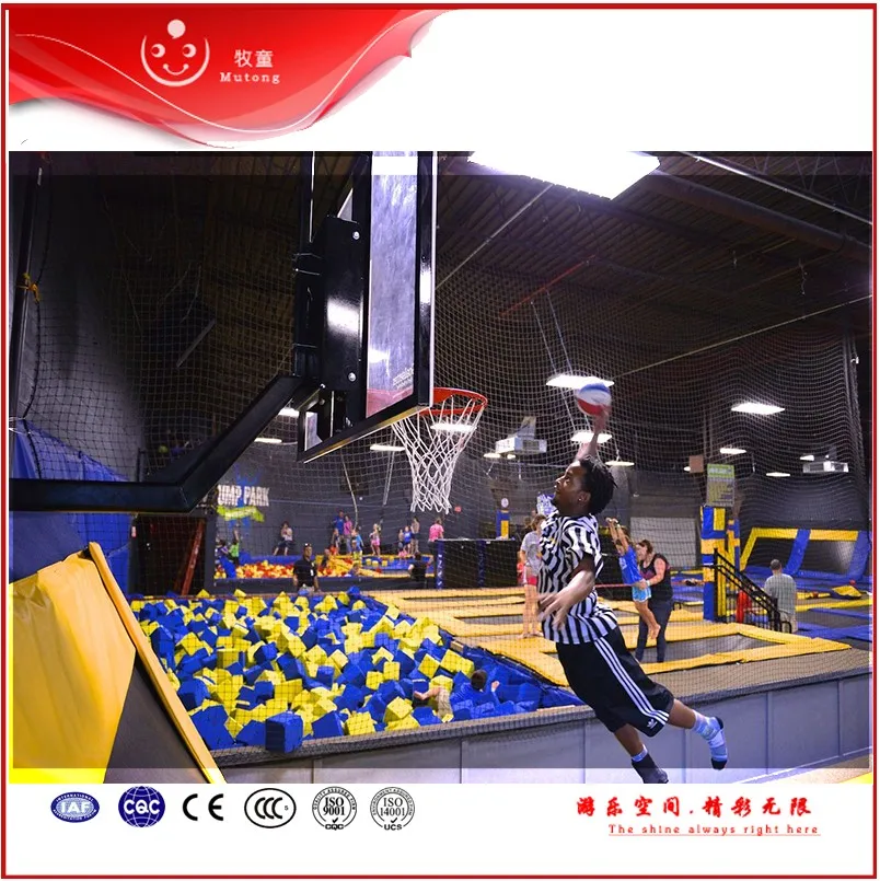 Large Indoor Trampoline with Basketball Hoop, Ball Pool, Foam Pit, Dodgeball Arena