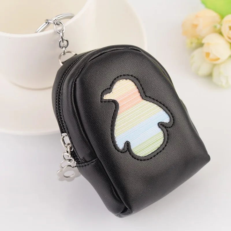 Wholesale Leather Ladies Coin Change Purse Wallet Keychain Mini Backpack Key Holder