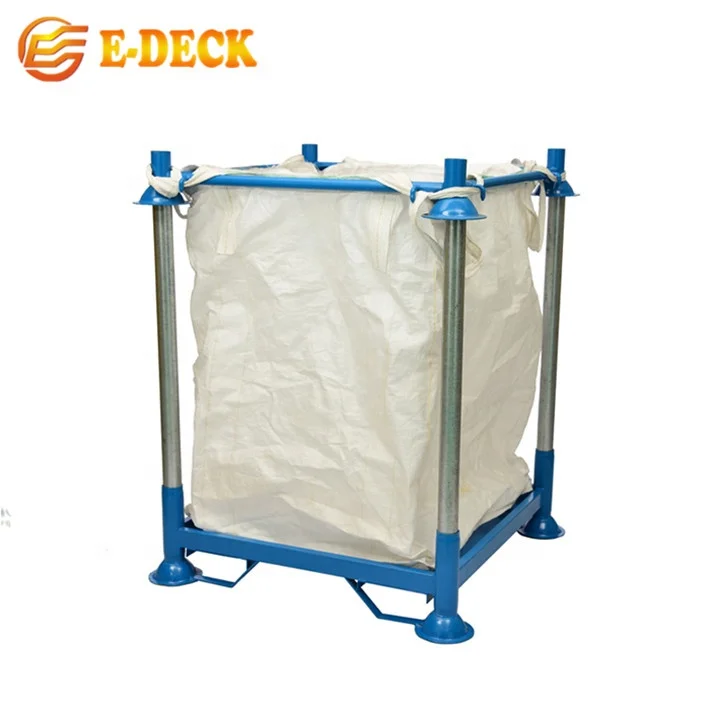 Heavy duty detachable mobile hot dip galvanized metal storage stackable forklift bulk big bag rack pallet for ton bag storage