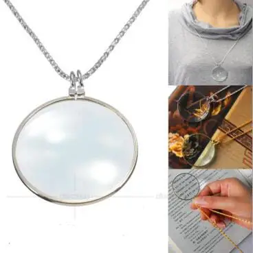 China wholesale 6X silver gold monocle magnifier magnifying glass pendant necklace