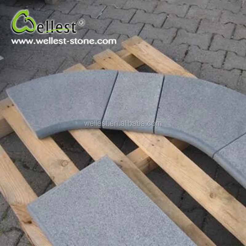 
flamed G654 sesame black granite swimming pool border tile with round edge Arc coping tile 
