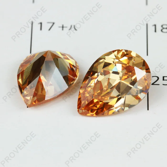 Champagne cz pear shape raw zircon diamond stone
