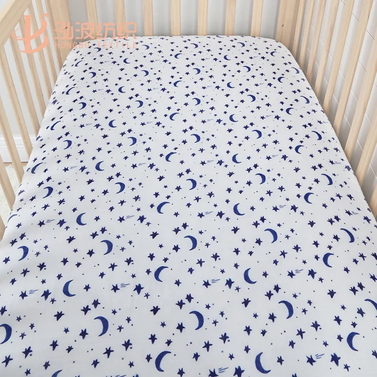 custom Printing white  bamboo fiber Baby Crib bed Sheet For Newborn Children