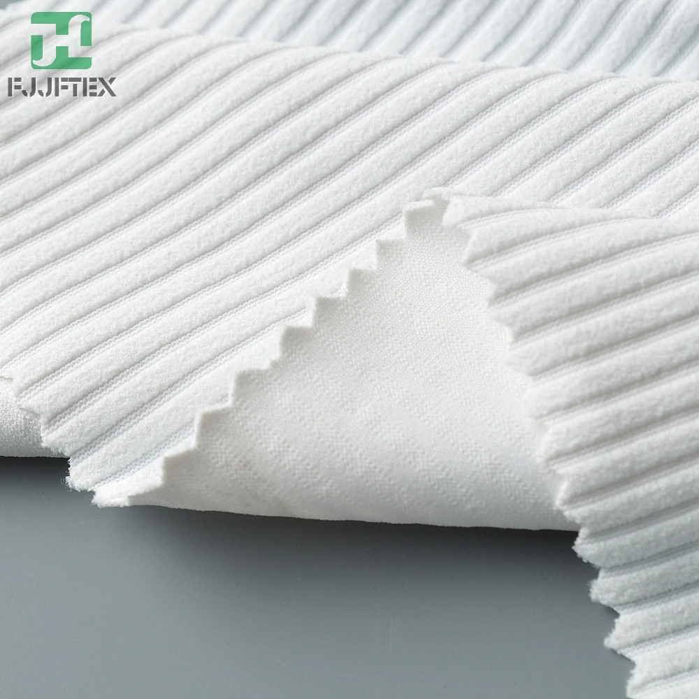 Stretch ottoman ribbed 88 polyester 12 elastane knit fabric for swimwear