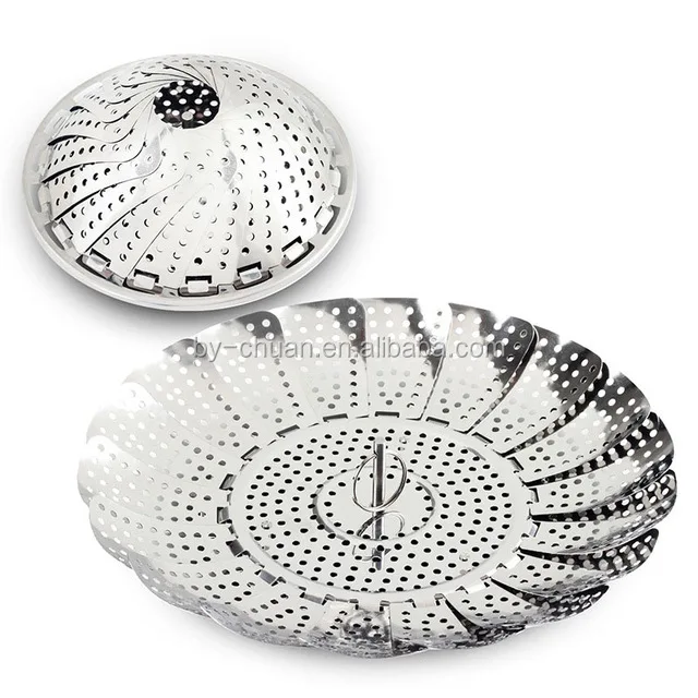 stainless steel utensils steamer basket adjustable folding vegetable steamer