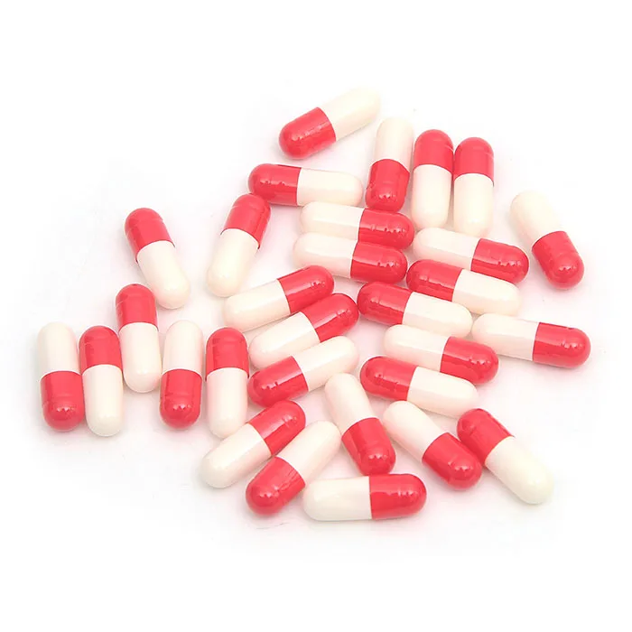 Bulk sale red and white size 00 gelatin empty capsule shell