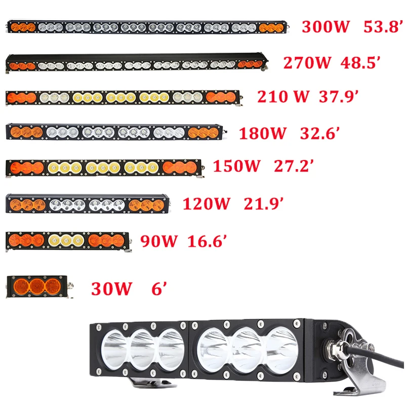Factory Price single row all size led light bar 30w 60W 90W 120W 150w 180w 210w 240w 270w 300w