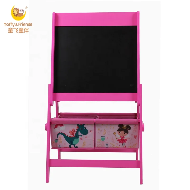 Toffy & Friends art standing easel double-sided with blackboard and storage  Girl Unicorn design