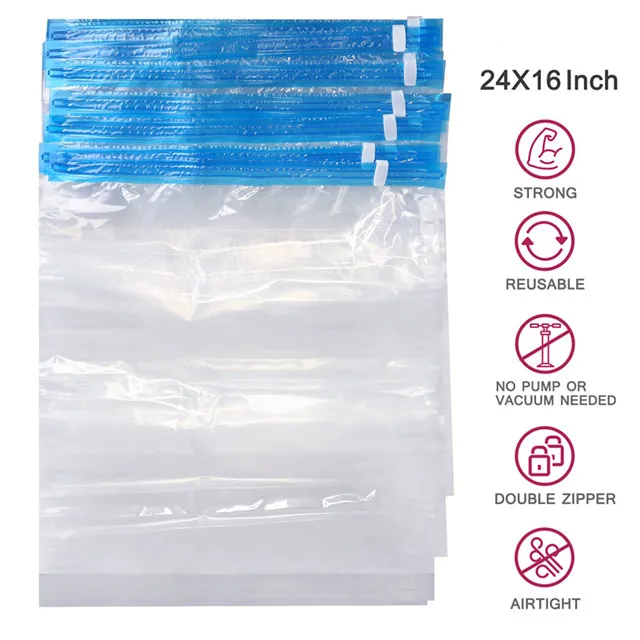 Travel Space Saver Bags - Roll Up Storage Bags - Compression Bags for Clothes - No Vacuum or Pump Needed