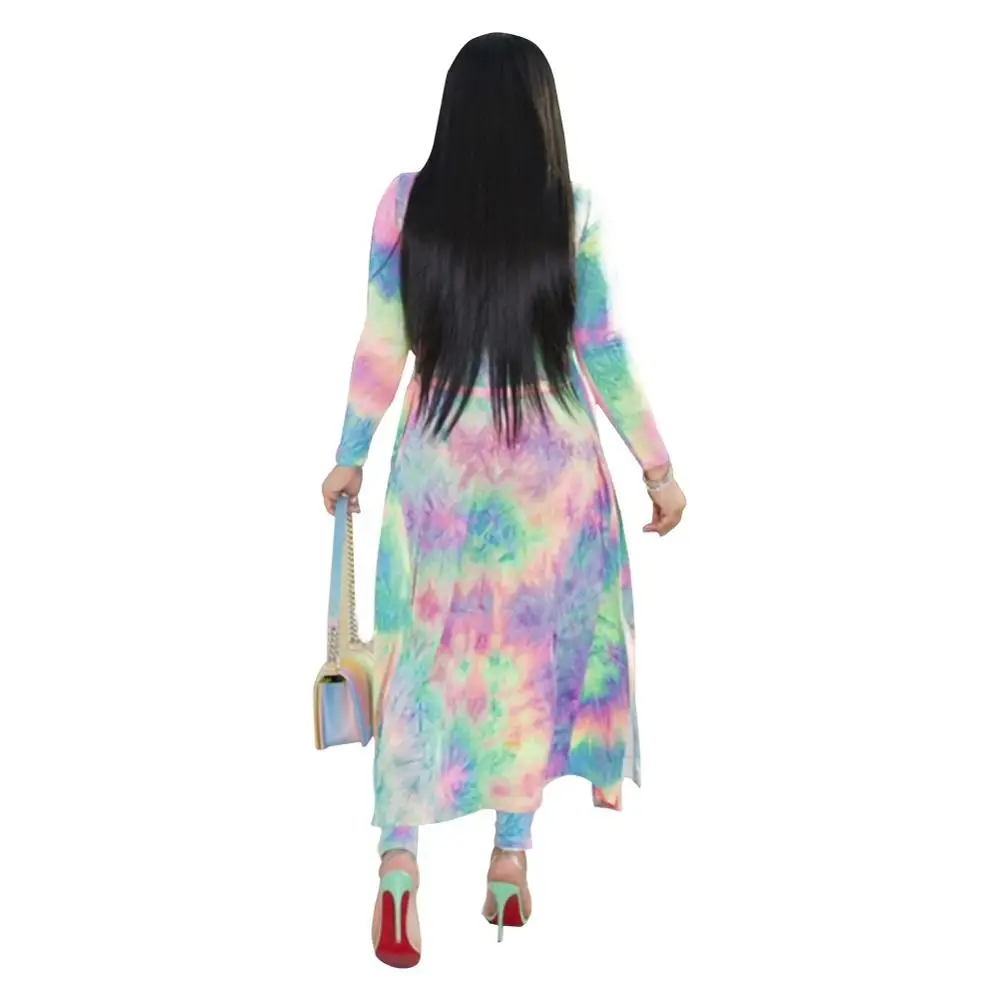 wholesale hot sale  casual women tie dye  pencil pants  and cover up summer two piece outfits for women lounge sets women
