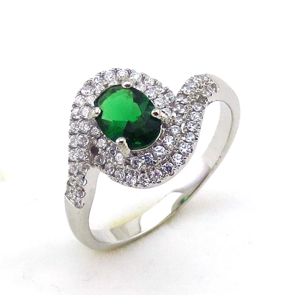 Green Stone Ring Designs for Women Silver Jewelry Customized Mascot Zircon Wedding Bands or Rings AAA CZ 925 Sterling Silver