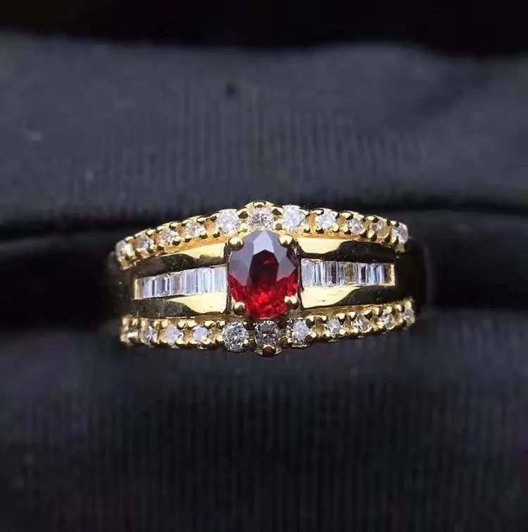 wholesale vintage classic gemstone jewelry 18k gold 0.25ct Sri Lanka natural red ruby ring for women