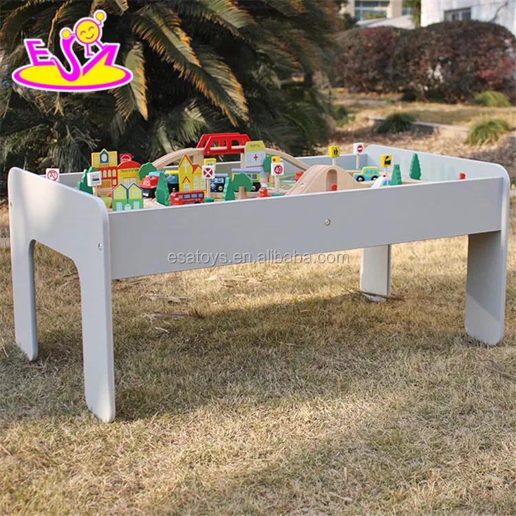 Wholesale cheap educational kids activity toys wooden train table set W04C070