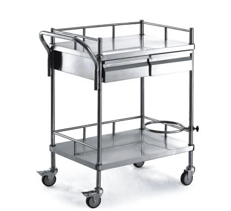 Универсальная Медицинская Тележка из нержавеющей стали с двумя ящиками тележка для терапии кормления использования в