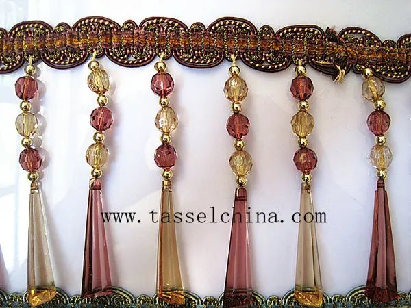 14.5CM LONG ACRYLIC BUGLE BEADS TRIM FRINGE TASSEL