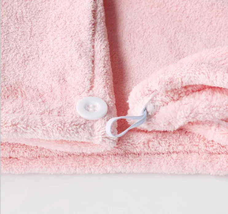 Microfiber Hair Drying Towel Wrap Super Absorbent Twist Turban Fast Dry Hair Cap with Buttons Fasten Dry Hair Hat