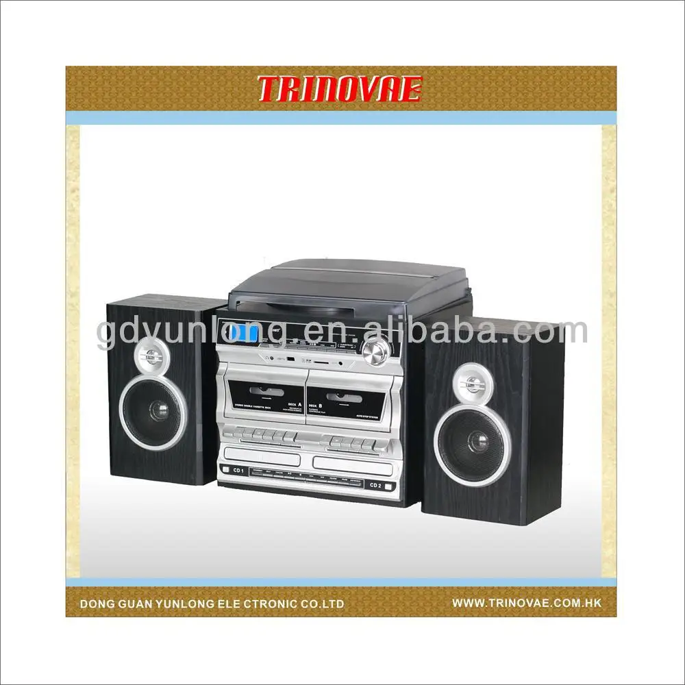 
Retro Vinyl Hot Selling Programmable Double Turntable CD Record cassette radio Player With Radio & CD & MP3 Function &nbsp;<span style=