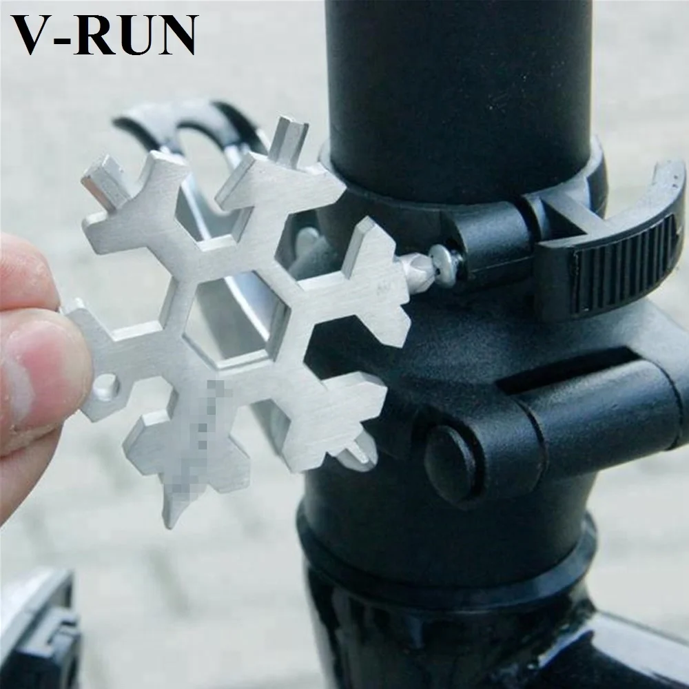 19 in 1EDC metal snowflake keychain snowflake wrench stainless multi tool