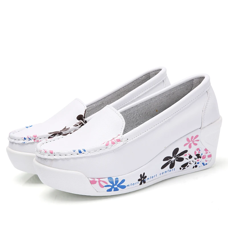 
Cow leather wedges heels nurse shoes women wedge nursing shoes 
