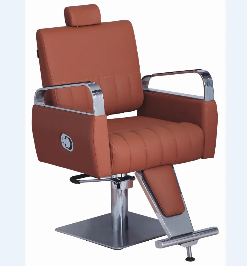 Hair Salon Chairs All Purpose Chair Back Reclining Styling Barber Chair with Footrest Hydraulic Pump Customized Square Base PVC