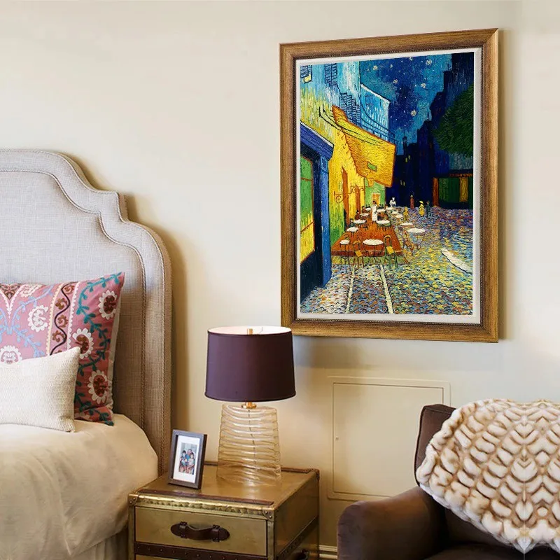 
Vincent van Gogh art reproduction The Cafe Terrace at night framed scenery paintings modern home decor oil painting prints 