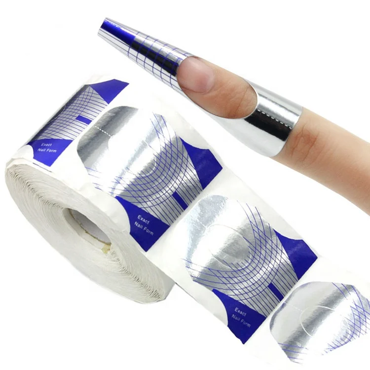Индивидуальный дизайн, 500 шт./рулон, синие и серебряные подковы, точные многоразовые акриловые наклейки, моделирующий Гель-лак, форма для наращивания ногтей