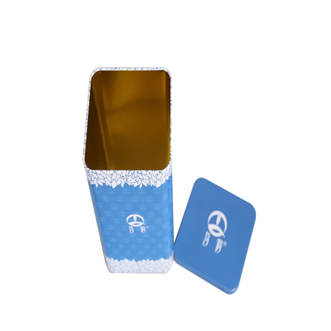 new design adorable rectangle shape metal tin box spot color printing tea metal tin container