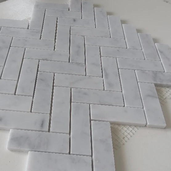 high quality carrara white herringbone marble mosaic tile