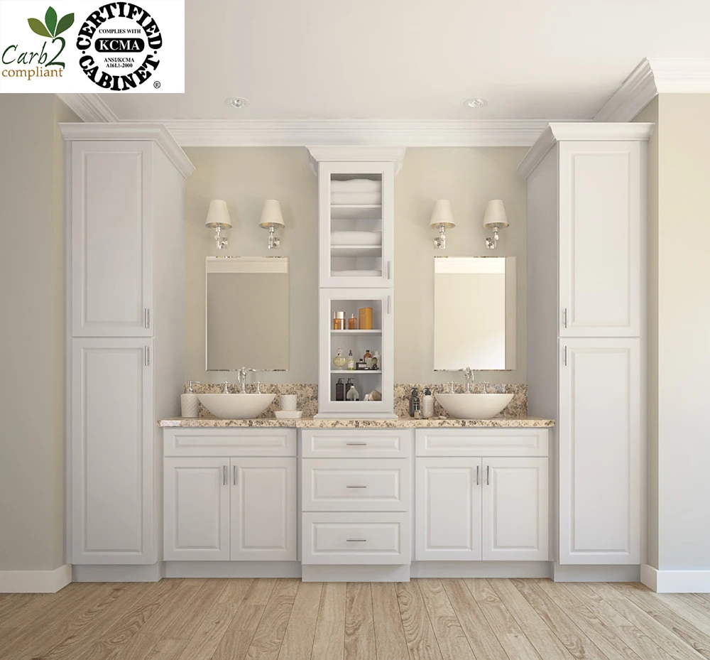 Chinese Suppliers American RTA Modern White Bathroom Vanity Solid Wood