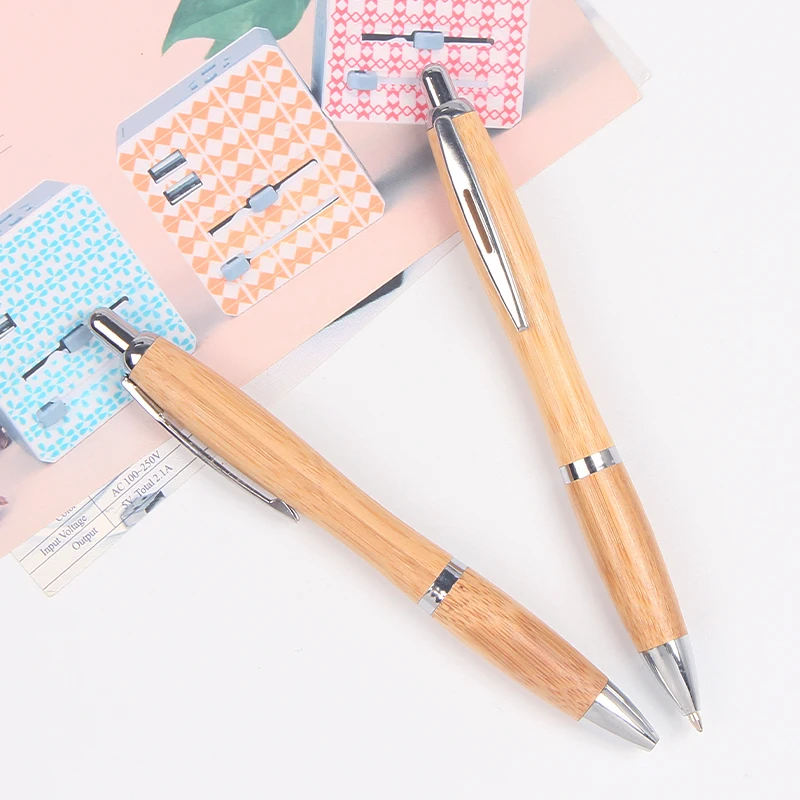 Promotional Customized Logo Eco-friendly Bamboo Ball Pen With Metal Clip New Gift pen