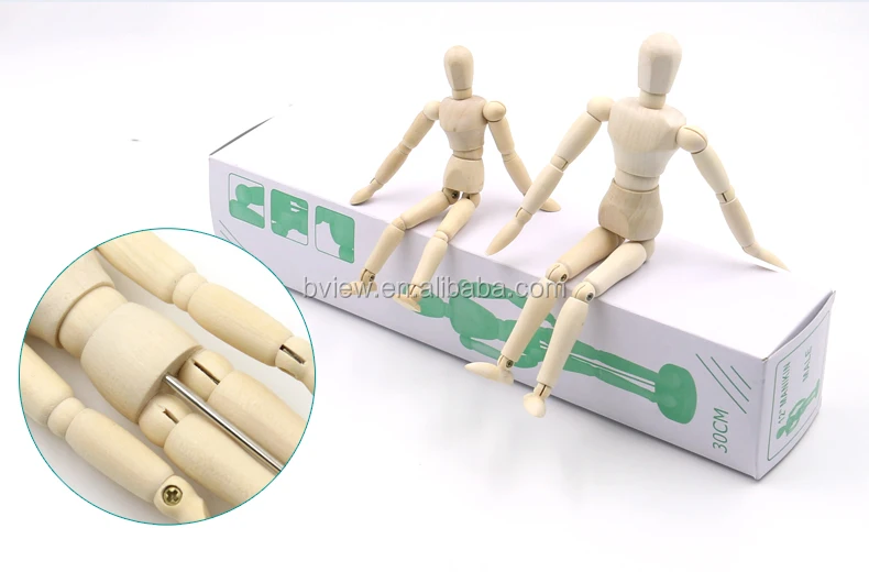 
China Art Supply Wood Artist Drawing Manikin Articulated Mannequin with Base and Flexible Body For Drawing the Human 