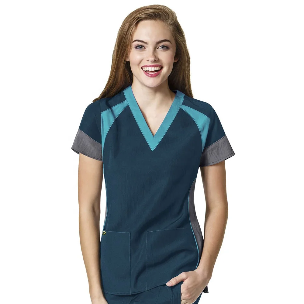 New Style Fashionable Nurse Uniform Design Nurse Scrub Top