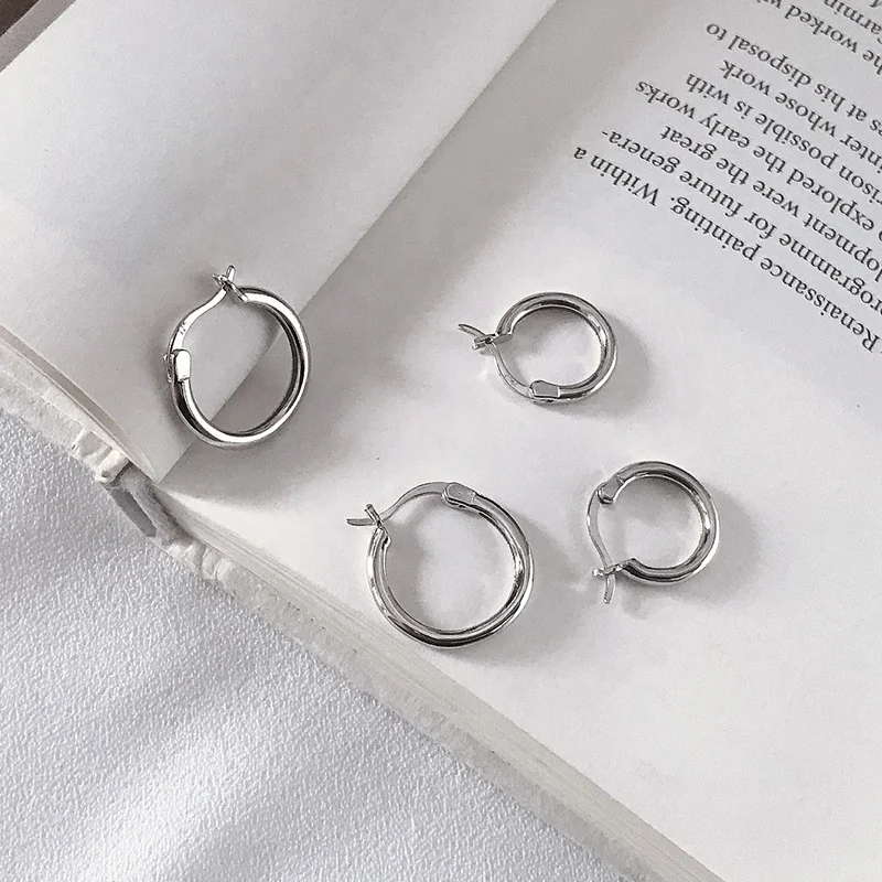 Custom Wholesale 925 Sterling Silver Simple Design Factory Price Gold Plated Circle Hoop Earrings