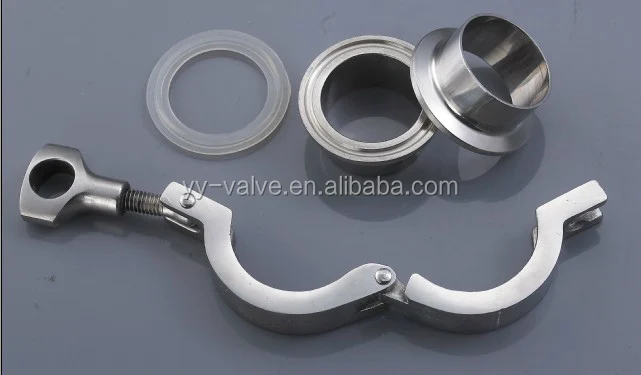 sanitary stainless steel SS304  SS316L  3A/SMS/DIN/ISO standard tri clamp union( 1 heavy duty clamp+2 ferrules+1 gasket)