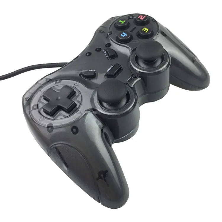 Factory low cost joystick black color gamepad with motors joypad for PC use USB wired controller