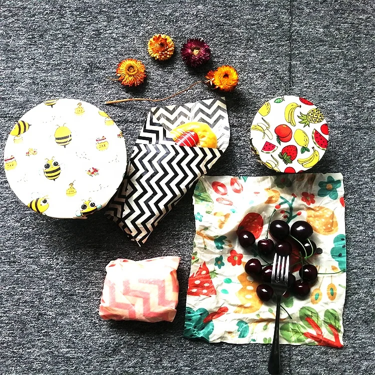 
Factory Direct Sale Food Safety Certified 100% Cotton Fabric Eco Friendly Reusable Beeswax Food Wrap 