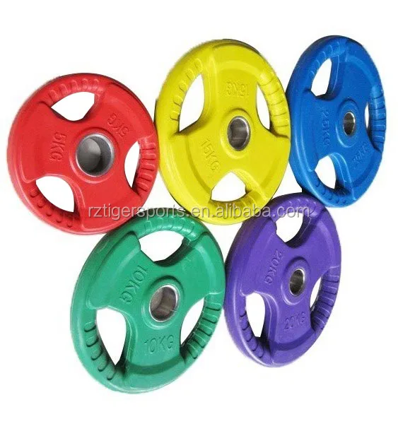 Tri grip rubber coated bumper weight plate for gym crossfit
