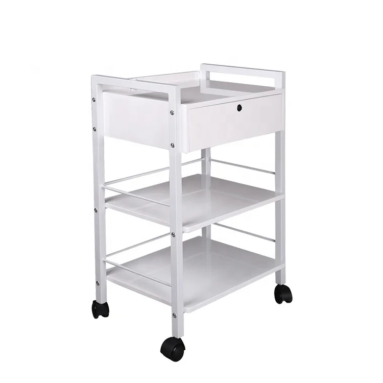 Стальная рама Порошковая живопись с фанерным ящиком и полкой тележка для салона