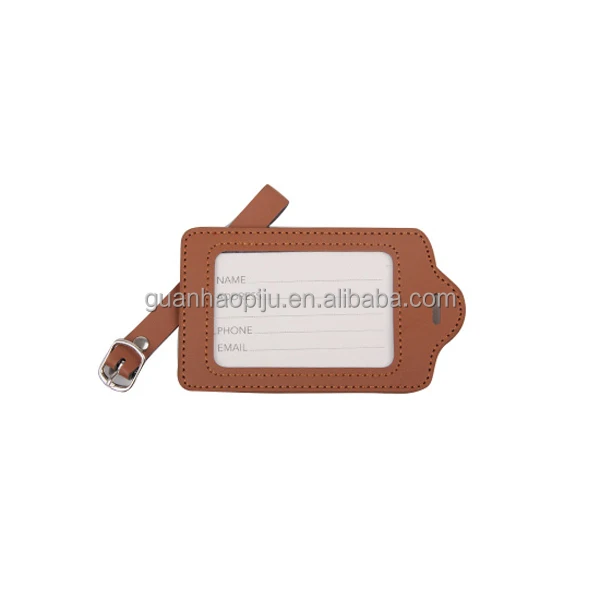 Искусственная кожа путешествия багажную бирку с прозрачным окном из ПВХ для Airlines турагентство