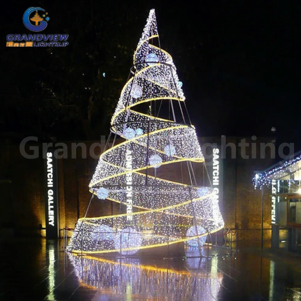 Grandview Outdoor Giant christmas tree 20ft 30ft 40ft 50ft LED Artificial Holiday Decorative ball stands motif lights