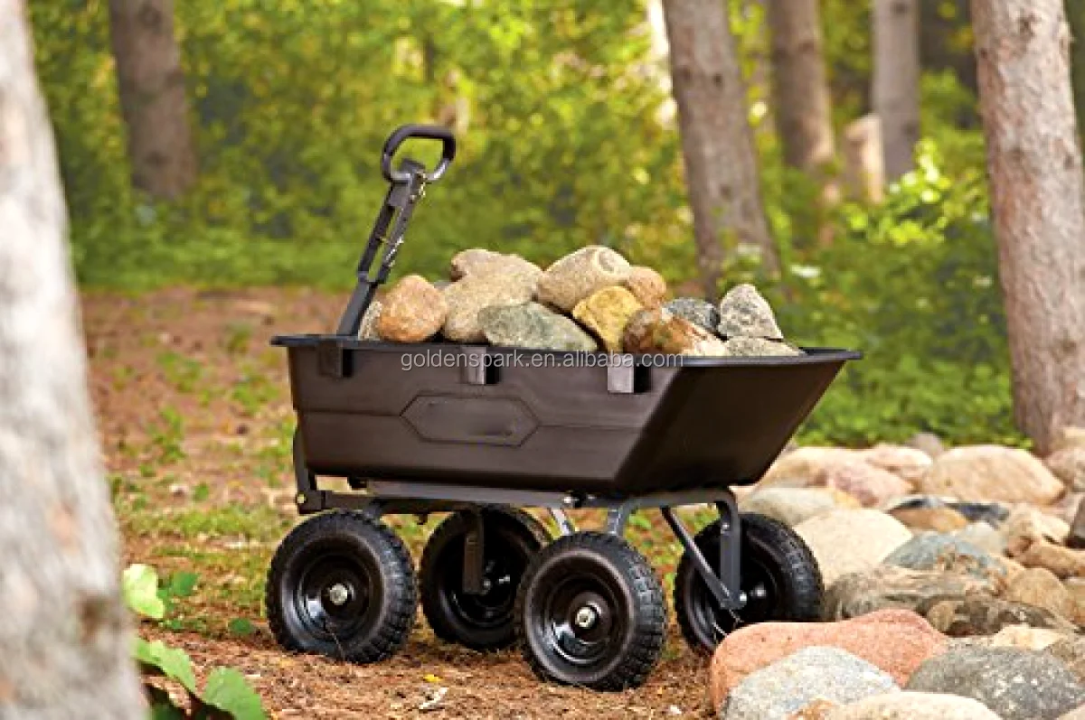Lawn Tractor Dump Cart Garden Wagons Lawn Mower Utility Wheelbarrow Trailer