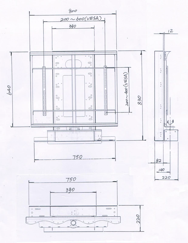 32 to 42 inches tv lift mechanism with remote control